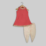 Pink Top and Cream Dhoti Pant For Girls