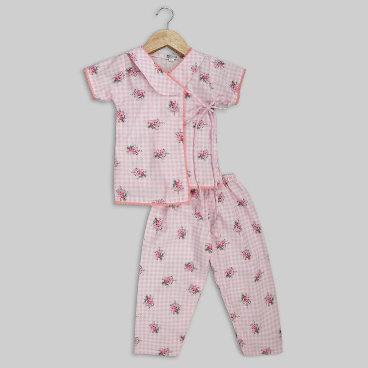 Pink Cotton Top and Pant Set For Girls
