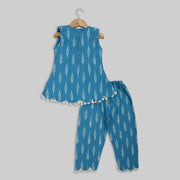 Blue Cotton Co-ord Set in Ikat