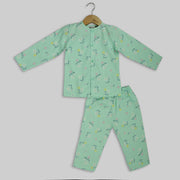 Green Floral Print Sleepwear For Kids