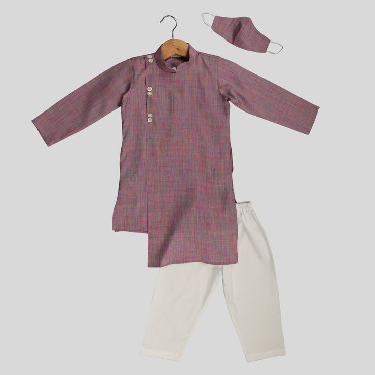Purple Kurta Pyjama Set For Boys