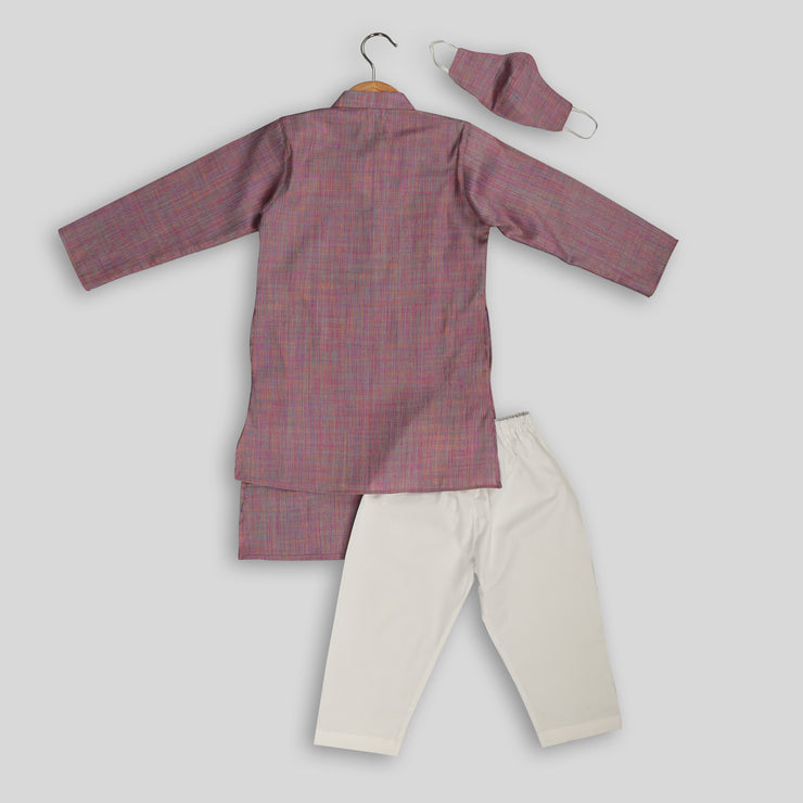 Purple Kurta Pyjama Set For Boys