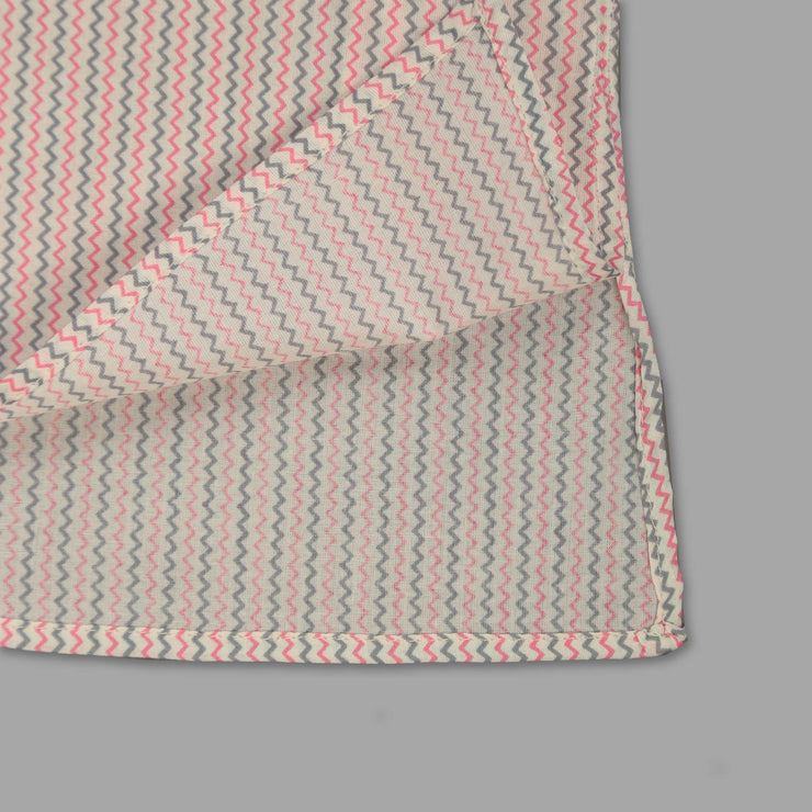 Pink and White Asymmetric Cotton Kurta with Pyjama for Boys