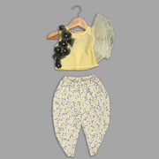 Yellow Top and Dhoti Pant Set for Girls