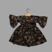 Black Cotton Skater Frock For Girls