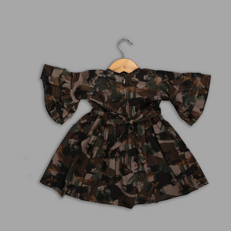 Black Cotton Skater Frock For Girls