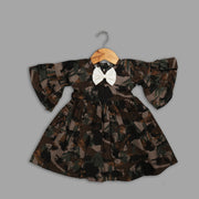 Black Cotton Skater Frock For Girls