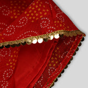 Red Badhani Top and Yellow Dhoti Pant Set