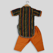 Multicoloured Kurti and Rust Pant for Girls