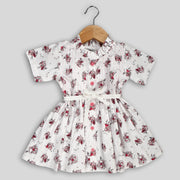White Cotton Frock with Fairy Print