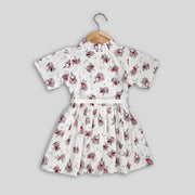 White Cotton Frock with Fairy Print