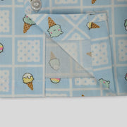 Blue Cotton Pyjama Set For Kids with Ice cream Print