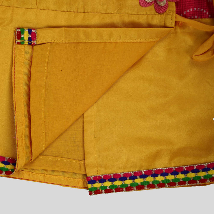 Pre Order: Yellow and Pink Top and Ghaghra For Girls