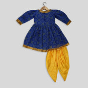 Blue Kurti and Yellow Dhoti Pant for Girls