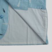 Blue Cotton Waistcoat with Feather Print