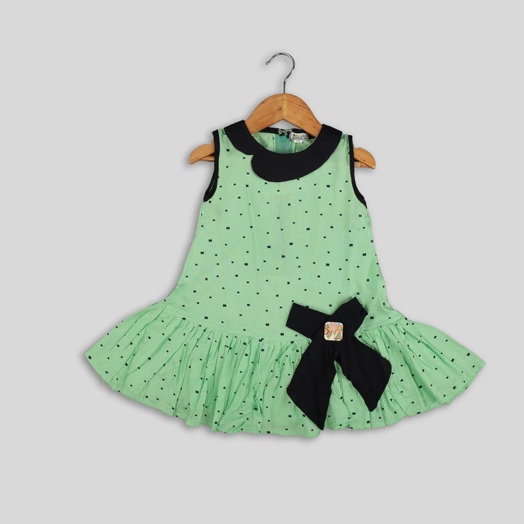 Green and Blue Cotton Frock for girls