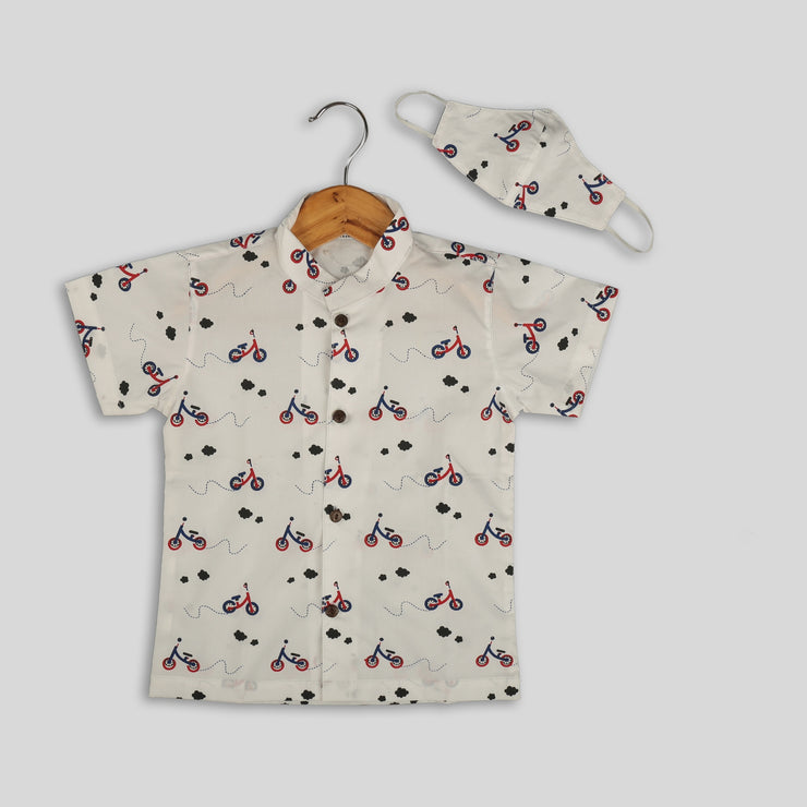 Cotton Scooty Print Half-Sleeves Shirt For Boys