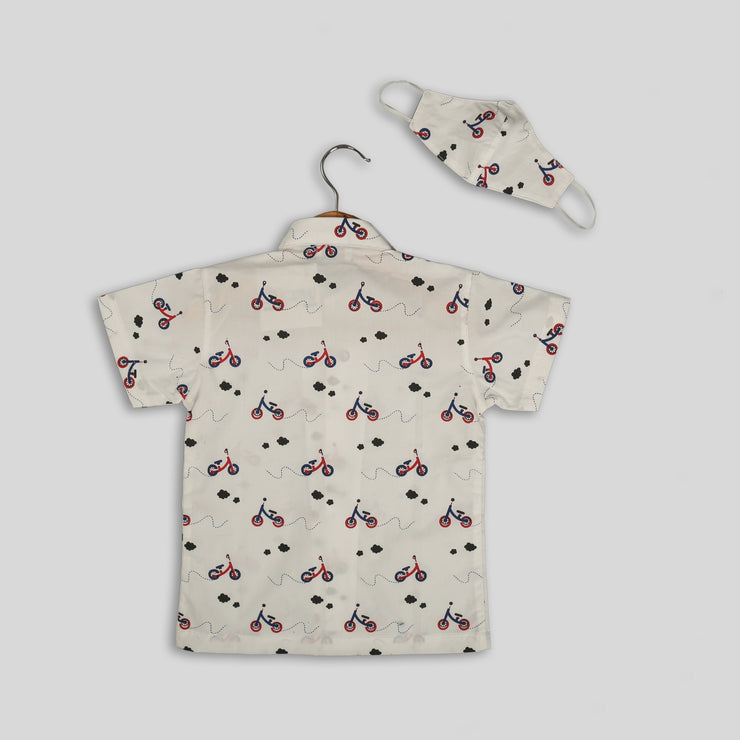 Cotton Scooty Print Half-Sleeves Shirt For Boys