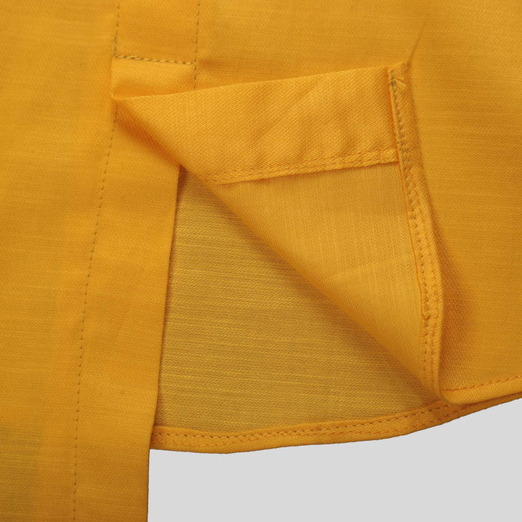 Yellow Kurta And Black Cotton Pyjama With Jacket