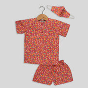 Fruit Printed Half-Sleeves Nightwear For Kids