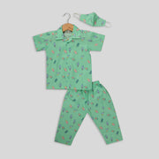Ice Cream Printed Half-Sleeves Nightwear For Kids