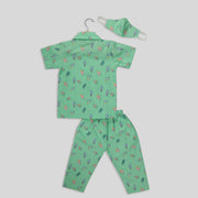 Ice Cream Printed Half-Sleeves Nightwear For Kids