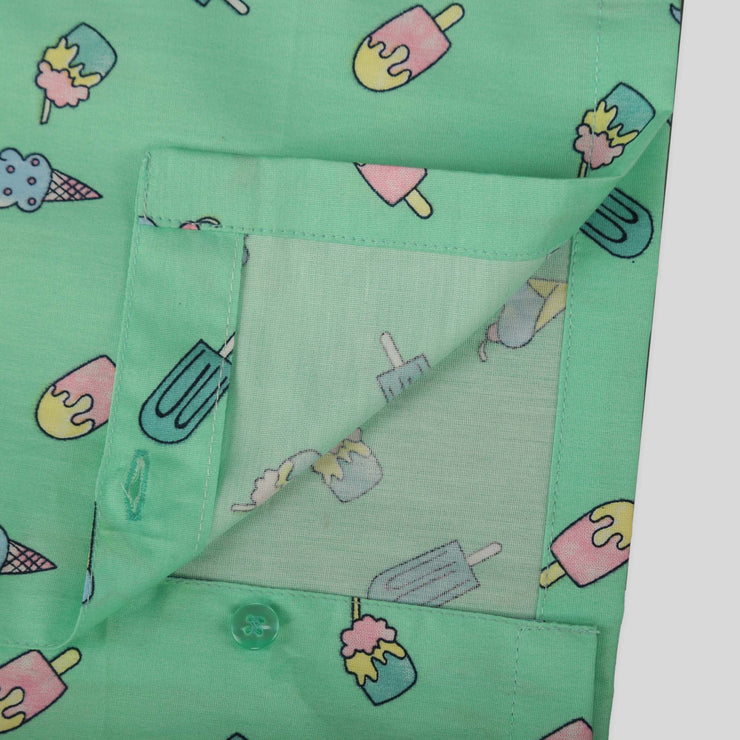 Ice Cream Printed Half-Sleeves Nightwear For Kids