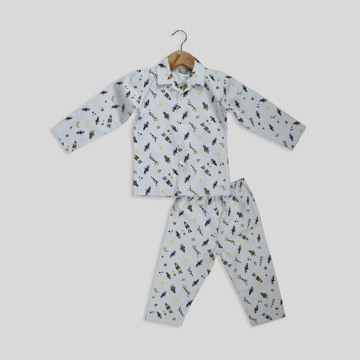 Rocket Print Cotton Sleepwear For Kids