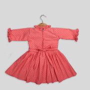 Pink Corduroy Polka Print Skater Frock