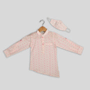 White and Pink Cotton Asymmetrical Shirt