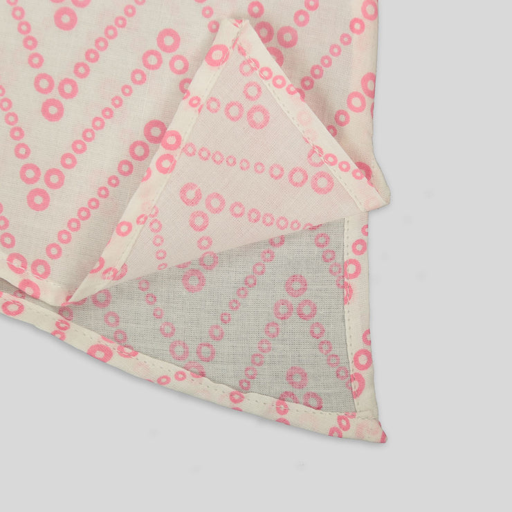 White and Pink Cotton Asymmetrical Shirt