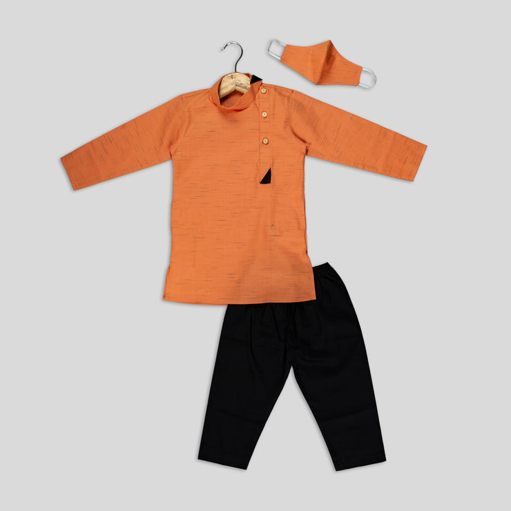 Orange Kurta Pyjama Set for Boys
