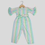 Multicolored Cotton Jumpsuit For Girls