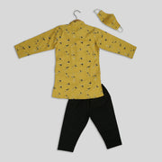 Yellow Haze Cotton Linen Kurta Pyjama Set for Boys