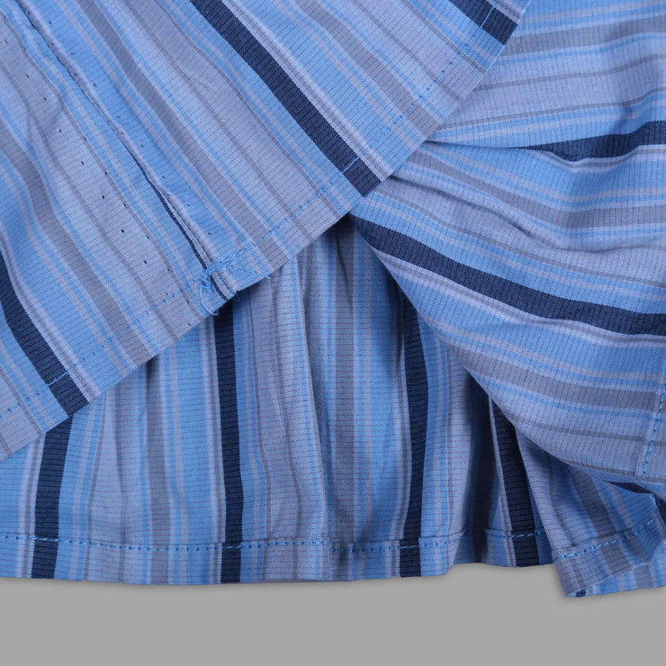 Blue Cotton A-Line Frock for girls With Peter Pan Collar