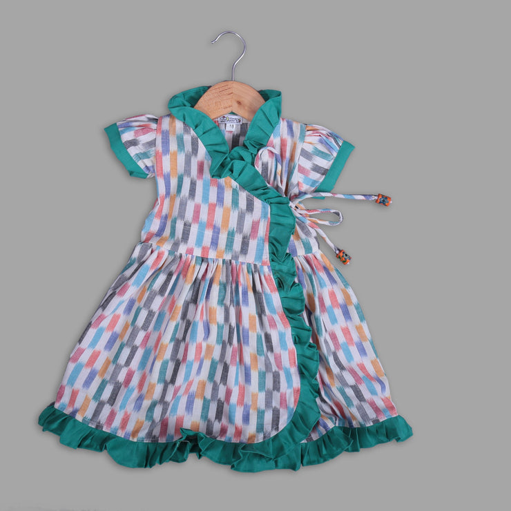 Multicoloured Cotton Angrakha Skater Frock