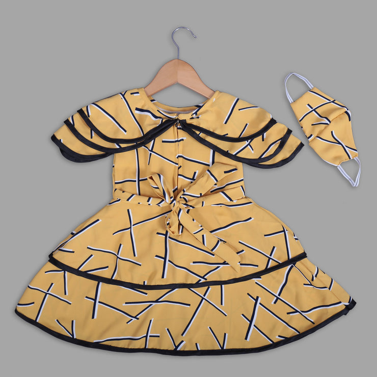 Pre Order: Yellow Skater Frock For Girls With Flares