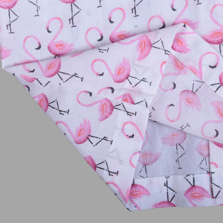 Flamingo Printed Half-Sleeves Nightwear For Girls