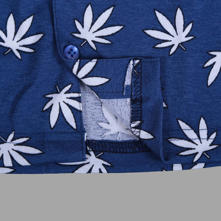 Blue Pyjama Set For Kids with Leaf Print