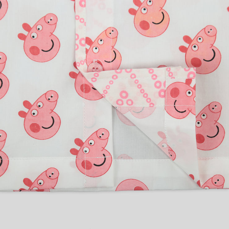 Pink and White Cotton Pyjama Set For Kids with Peppa Pig Print