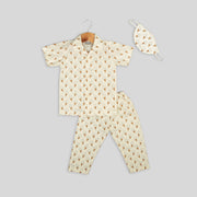 Cotton Pyjama Set For Kids With Ice Cream Print