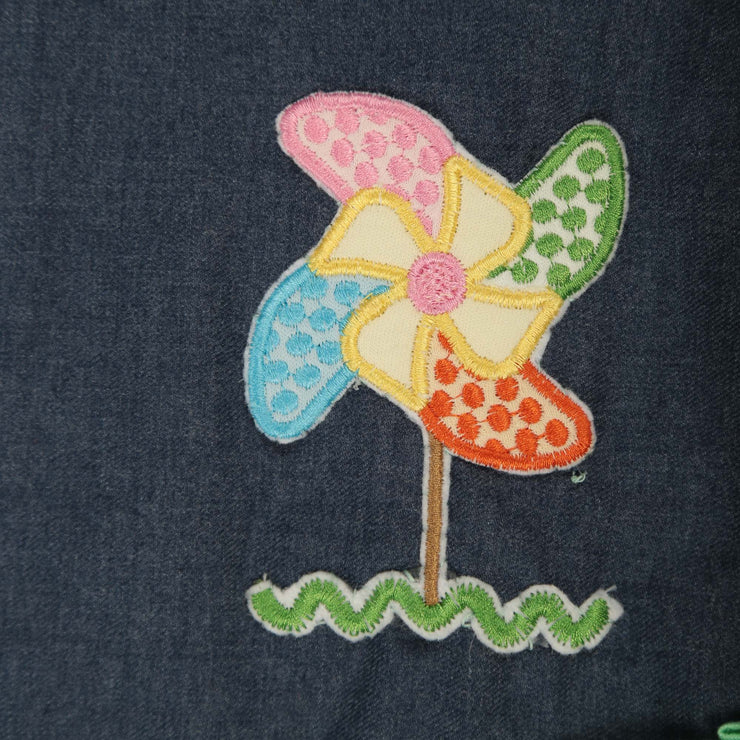 Blue And Green Cotton Skater Frock For Girls