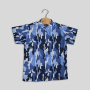 Casual Camouflage Half-Sleeves Shirt For Boys