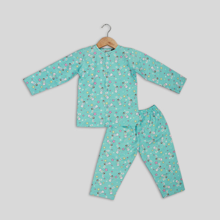 Blue Cotton Printed Sleepwear for Kids
