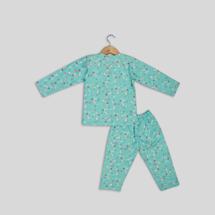 Blue Cotton Printed Sleepwear for Kids