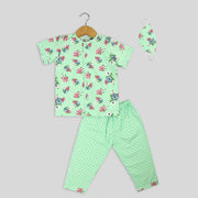 Green Flower Garden Sleep Wear For Girls