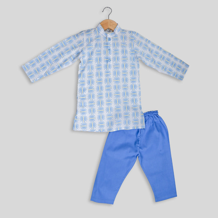 Blue Cotton Kurta Pyjama Set for Boys