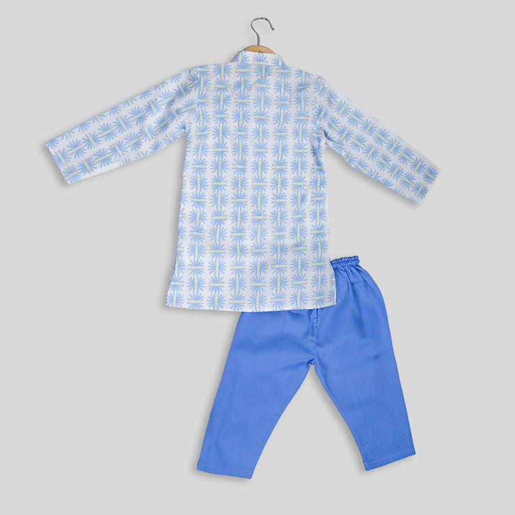 Blue Cotton Kurta Pyjama Set for Boys