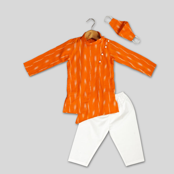 Orange Kurta Pyjama Set For Boys