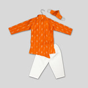 Orange Kurta Pyjama Set For Boys